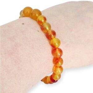 Orange Agate Beaded Stretch Bracelet